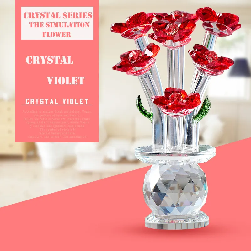 Decorazione di nozze ornamenti di fiori di cristallo artigianato di cristallo fiori di cristallo viola
