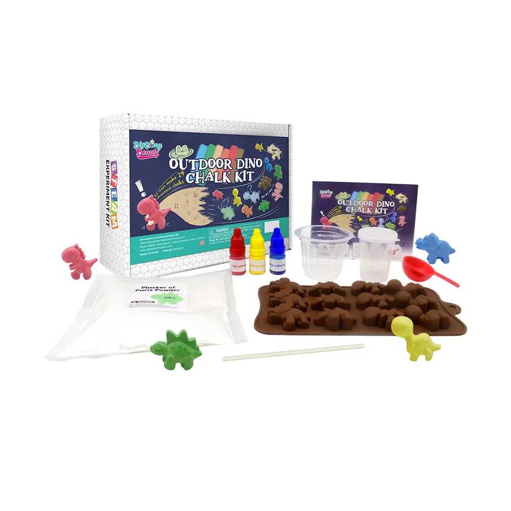 Commercio all'ingrosso giocattoli scienza Kit per bambini lavabili all'aperto gesso Set novità colorato disegno Dino gesso Kit