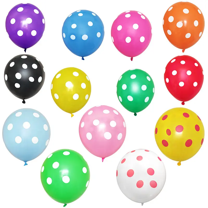 Globo de punto de onda de 12 pulgadas para niños, globo colorido para decoración de fiesta de cumpleaños