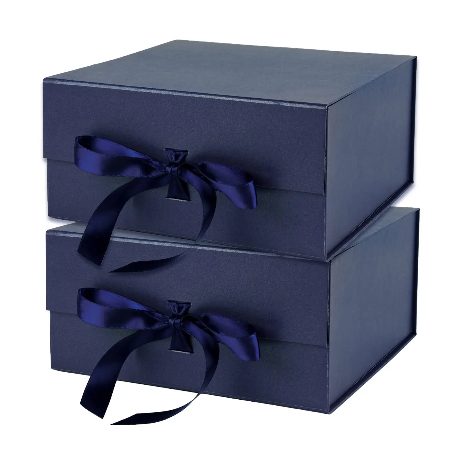 Carton plat pliable de luxe personnalisé Boîte bleu marine Boîtes cadeau d'emballage magnétique en forme de livre