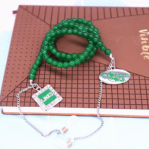 Men màu xanh lá cây vuông và hình bầu dục các liên kết kết hợp kim loại mặt dây chuyền đính cườm cổ chủ dây đeo sorority Kính mát dây chuỗi - Product Image 4