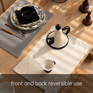 Riches Base OEM家居餐桌装饰桌垫条纹色织提花餐垫双面可逆餐垫 - Product Image 2
