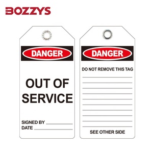 BOZZYS 2 taraflı kırmızı PVC güvenlik kilitleme etiketi kapı kullanımı için tehlike başlığı ve LOTO sistemi için boş etiket ile - Product Image 5