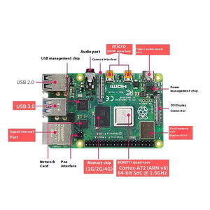 Offizielles Original Raspberry Pi 4B 4. Generation Development Board mit Python für Bluetooth 5.0 und DDR4 für Power Driver Module