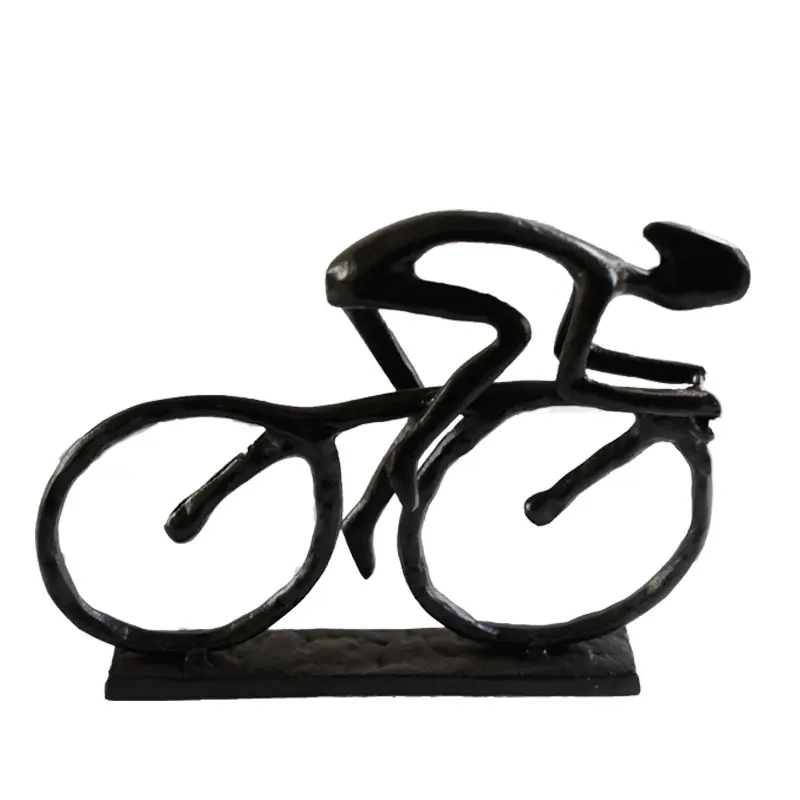 Escultura de Metal deportes Ser Humano estatua en bicicleta decoración estatuilla para decoración o de amor el día de San Valentín regalo