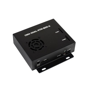 Mini-ordenador Waveshare Dual Gigabit Ethernet basado en Raspberry Pi Compute Module 4 (NO incluido), carcasa metálica, con ventilador de refrigeración - Product Image 1