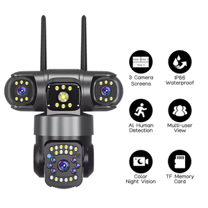 กล้อง PTZ Wi-Fi 6MP V380ตรวจจับการเคลื่อนไหวกลางแจ้งกันน้ำ IP66เครือข่าย4G SIM LTE กล้อง IP ไร้สาย3 PTZ