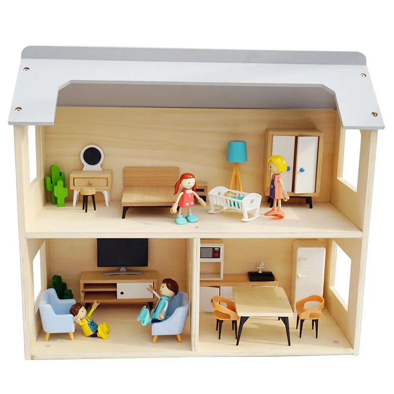 Modernes Miniatur möbelset 1:12 Holzpuppe nhaus Pretend Play Zubehör Set Spielzeug Miniatur Puppenhaus möbel