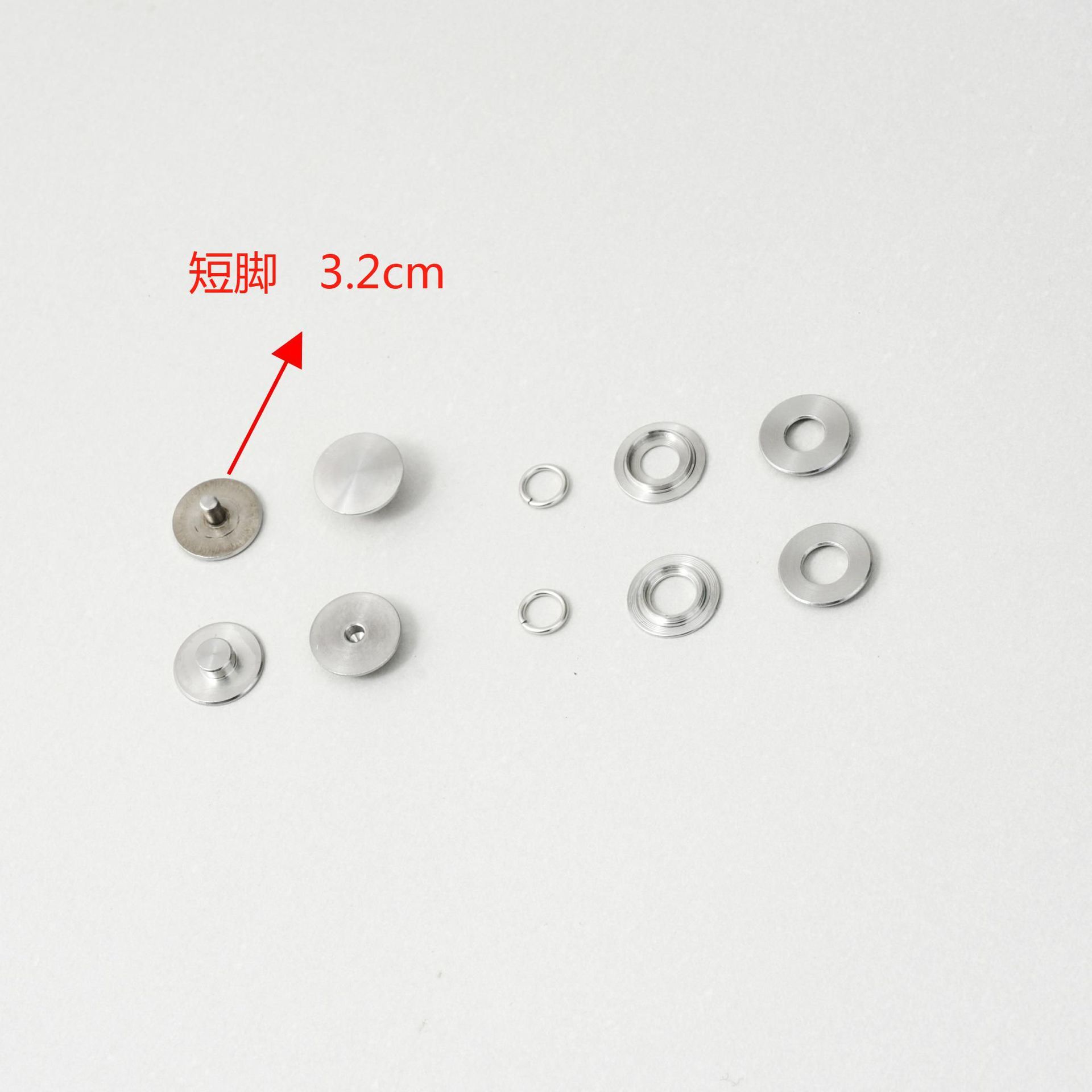 304 stainless steel snap fastener with short legs, 3.2cm.