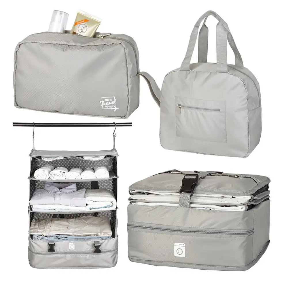 2023 गर्म बिक्री कस्टम लोगो जिम सप्ताहांत संग्रह बैग 4 टुकड़ा पैकिंग भंडारण बैग यात्रा आयोजक सेट