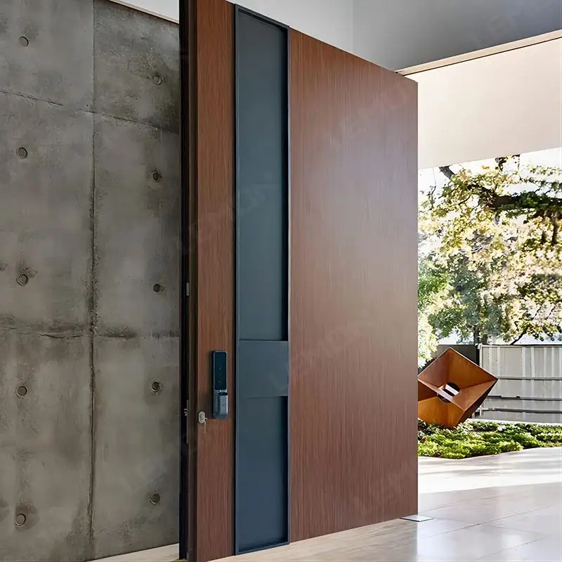 Design moderno porta anteriore porta principale sicurezza in acciaio inox porta in alluminio esterno in legno massello porta porta prezzo popolare