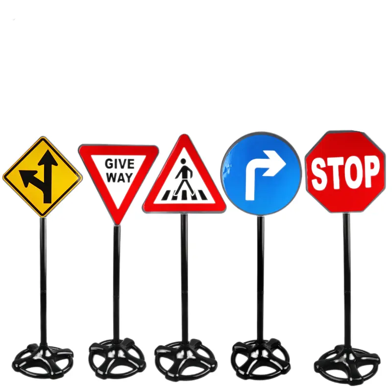 Vente en gros de 5 pièces modèle de panneau de signalisation de bricolage grande taille moyenne simulé panneau de signalisation routière sécurité enfants montessori jouet éducatif