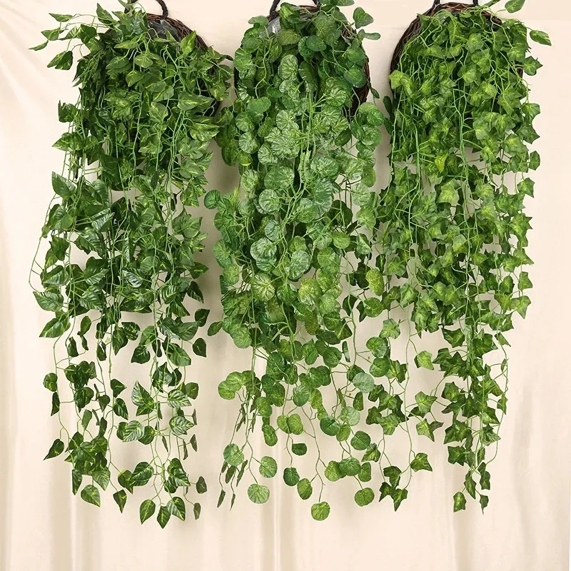 Planta colgante de pared Artificial, enredadera verde de imitación de fábrica, decoración ambiental de hiedra