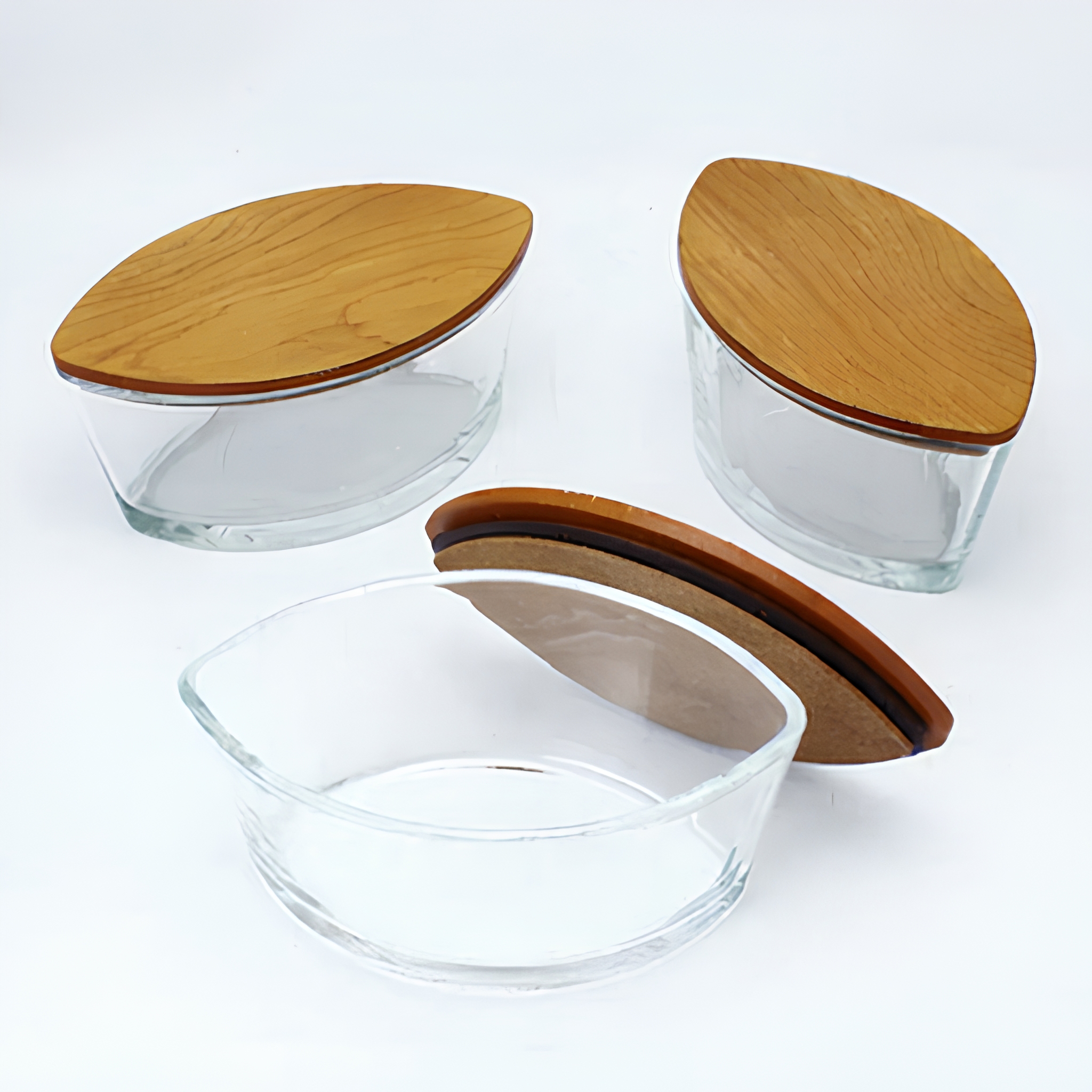 Tarro transparente + tapa de madera