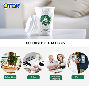 自動販売機用OTOR12OZ紙コップ蓋付き使い捨てコーヒーカップ - Product Image 6