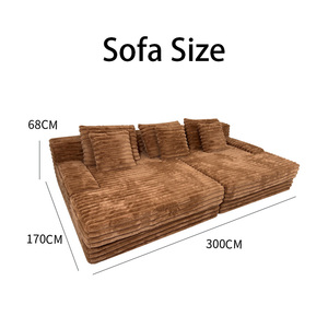 Modernes Plüsch-<span class=keywords><strong>Sofa</strong></span> aus Cord-Samtstoff im Großhandel, Dreisitzer-Sektionscouch, komprimiertes Lazy <span class=keywords><strong>Sofa</strong></span> für das Wohnzimmer - Product Image 2