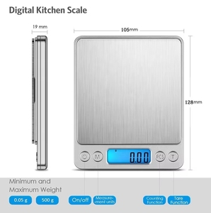 Hot Bán Thép Không Gỉ 500G/0.01G Kỹ Thuật Số LCD Nhà Bếp Quy Mô Hộ Gia Đình Thực Phẩm Có Trọng Lượng Quy Mô <span class=keywords><strong>0.1G</strong></span> Độ Chính Xác OEM Tùy Chỉnh - Product Image 4