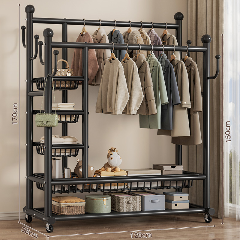 Premium noir-120cm-double tige-grande capacité trois niveaux côté ne