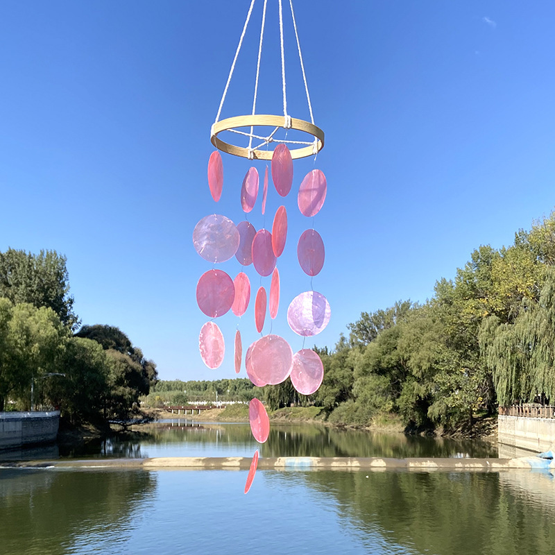 Pink disc shell wind chime