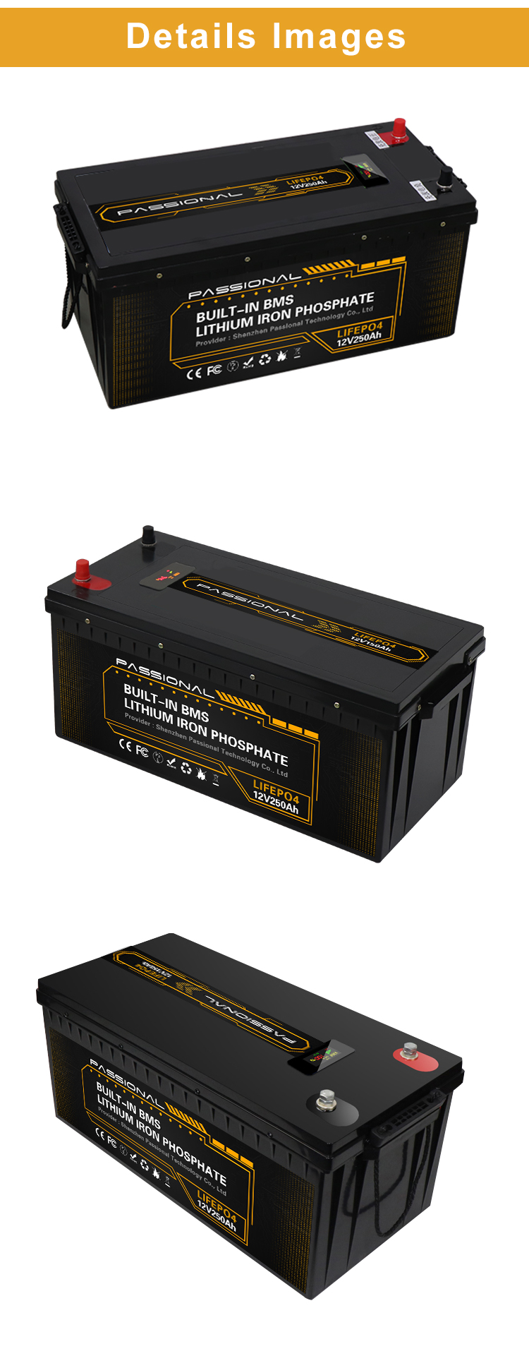 High Capacity 12V 250Ah Rechargeable LiFePO4 Lithium Battery Pack Energy Storage 0