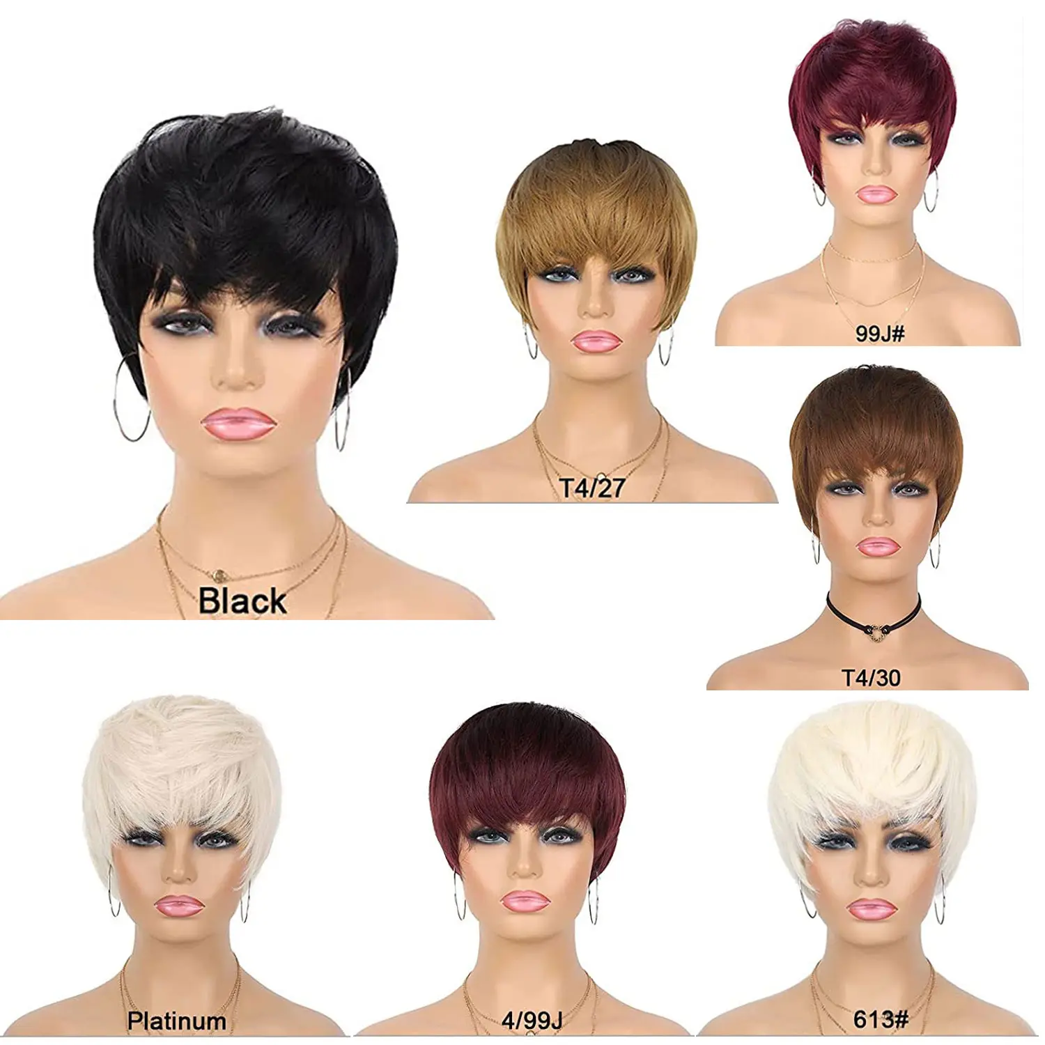 Qualità Ombre Short Straight Free Style uso quotidiano parrucca Cosplay resistente al calore con frangia capelli sintetici parrucche Pixie Cut per le donne