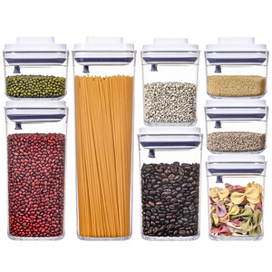 Luftdicht versiegelte Kunststoff-Pantry-Organizer-Sets mit Deckel Trockenfutter-Müsli behälter Stapelbare Vorrats behälter Küchen glas