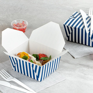 Gıda kapları dayanıklı paket kutuları tek kullanımlık çizgili kağıt 30 ons paket dikdörtgen teslimat götürmek gıda konteyner kutusu - Product Image 6