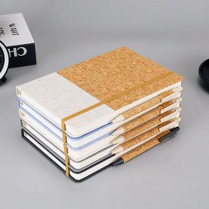 Logo personalizzato legno morbido PU splicing notebook fascia elastica modello di tessuto notebook business office Line NoteBook con set di penna - Product Image 4