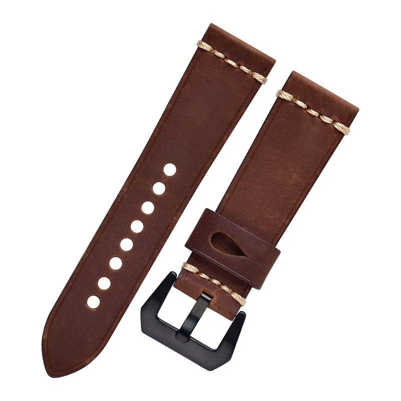 Ceinture plate en cuir marron