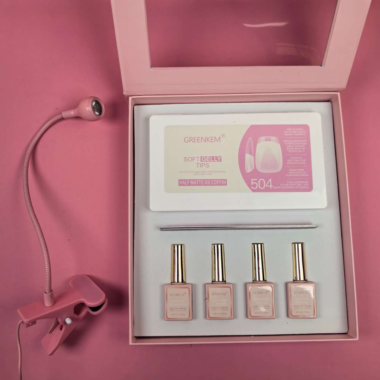 Kit Gel X Rosa con Lámpara