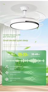 工厂OEM ODM智能Led吊扇现代装饰3色led灯智能遥控隐形吊扇 - Product Image 4