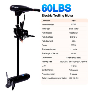 มอเตอร์ไฟฟ้าแปรงสำหรับเอาท์บอร์ด12V 60lb จากเรือตกปลา