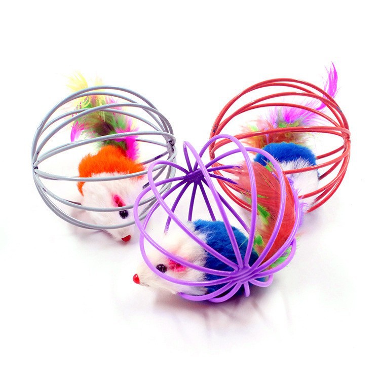 Ratones en una jaula de colores mezclados.