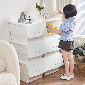 特大スタッカブルフロントオープンPPプラスチック収納ボックス子供用おもちゃ収納オーガナイザー衣類スナック収納コンテナ - Product Image 2