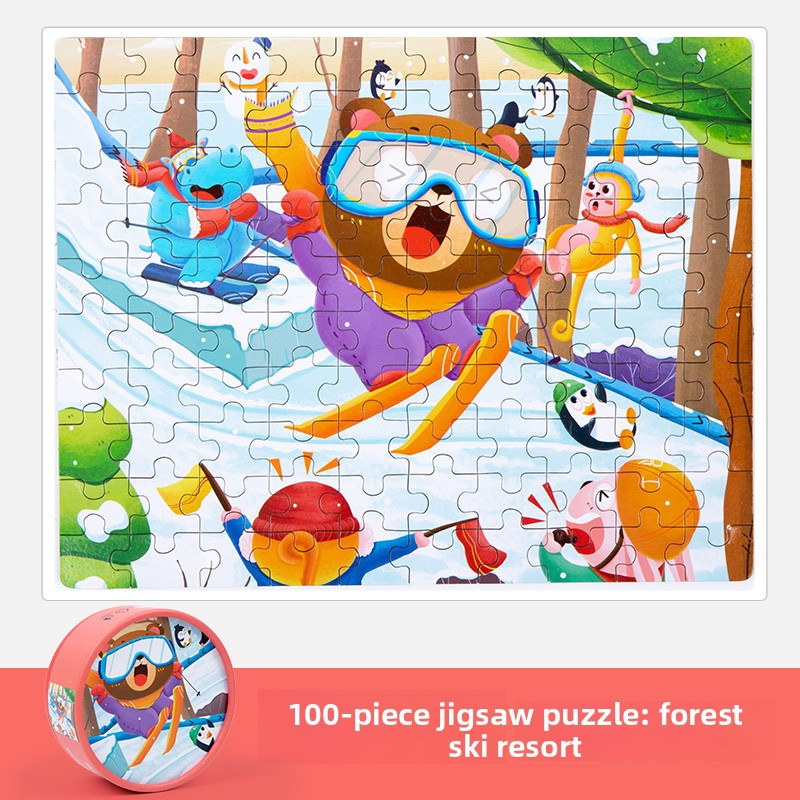 100 piece puzzle forest ski resort
