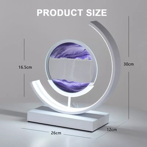 แบบไดนามิกโมเดิร์นหรี่แสงได้ 3D ไหลทรายเคลื่อนย้าย Quick ทราย Art รอบ LED โต๊ะโคมไฟกลางคืนสําหรับตกแต่ง - Product Image 6