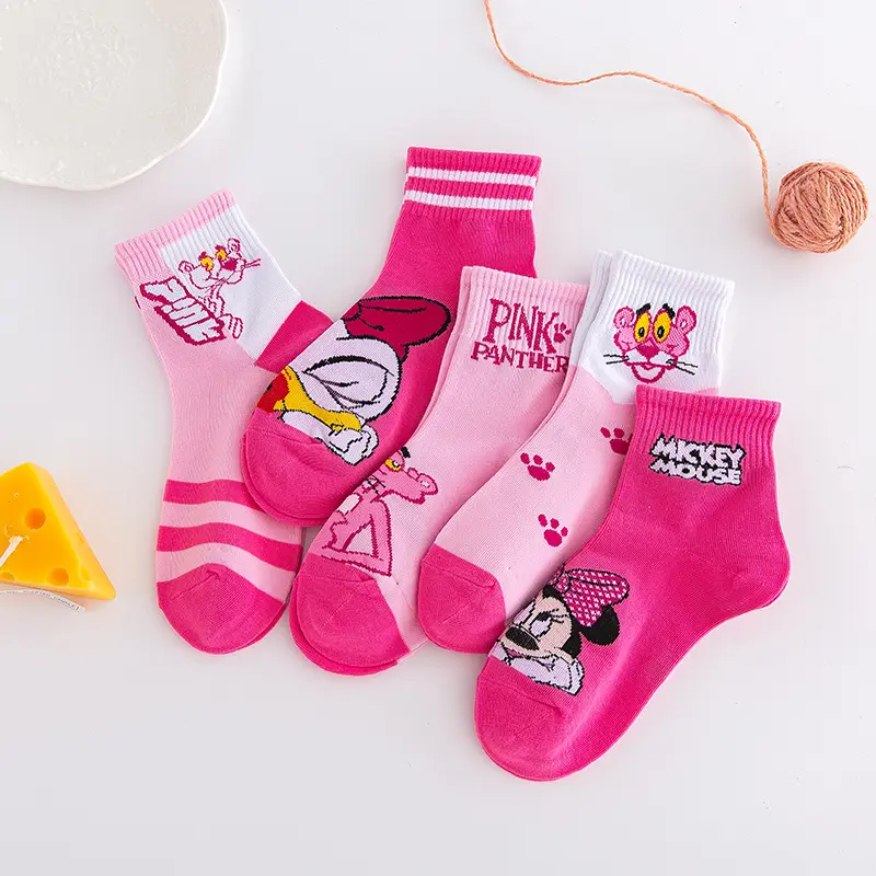Meias infantis de algodão, meias coloridas com design personalizado, para meninos e meninas, jacquard, mouse, desenhos animados