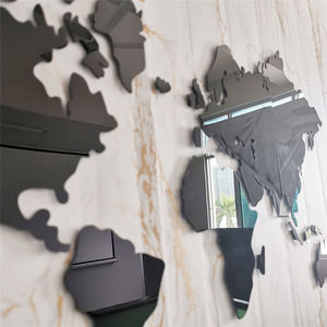 Đồng hồ treo tường một Mặt Hiện Đại bản đồ thế giới đen có tính năng <span class=keywords><strong>New</strong></span> <span class=keywords><strong>York</strong></span> Tokyo múi giờ phong trào thạch anh nghệ thuật trừu tượng trang trí nhà - Product Image 4