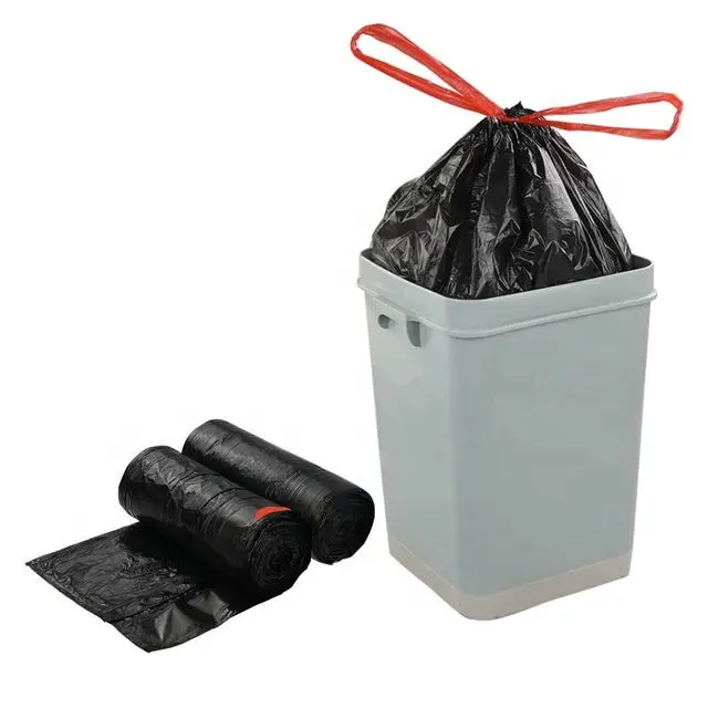 Bolsas de basura desechables con cordón para cocina, papelera de 27L/40L/60L/80L/100L/120L/140L