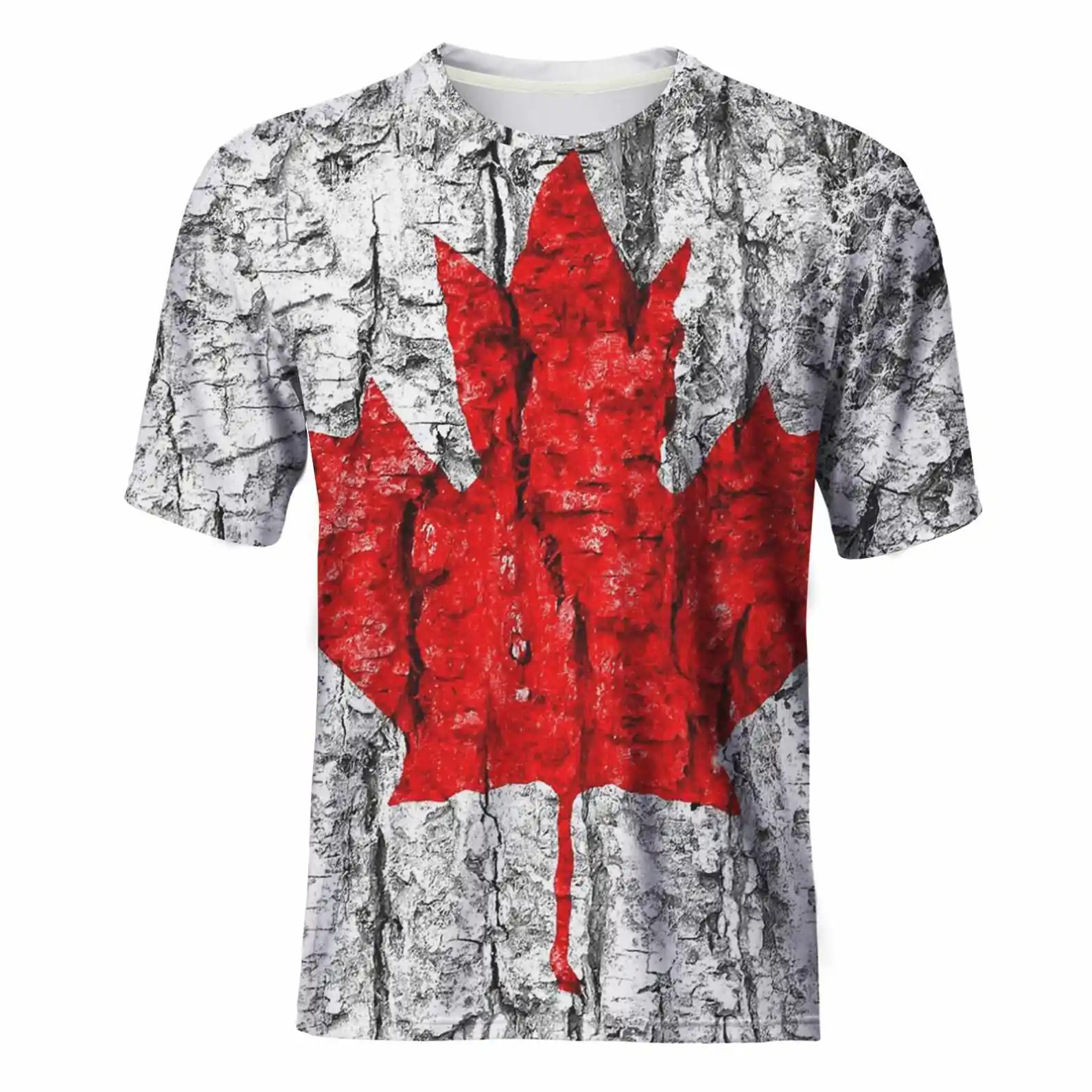 Dropshipping Camiseta personalizada con estampado de bandera canadiense Diseño de árbol Camisa vintage a granel Camisetas lisas de manga corta de alta calidad