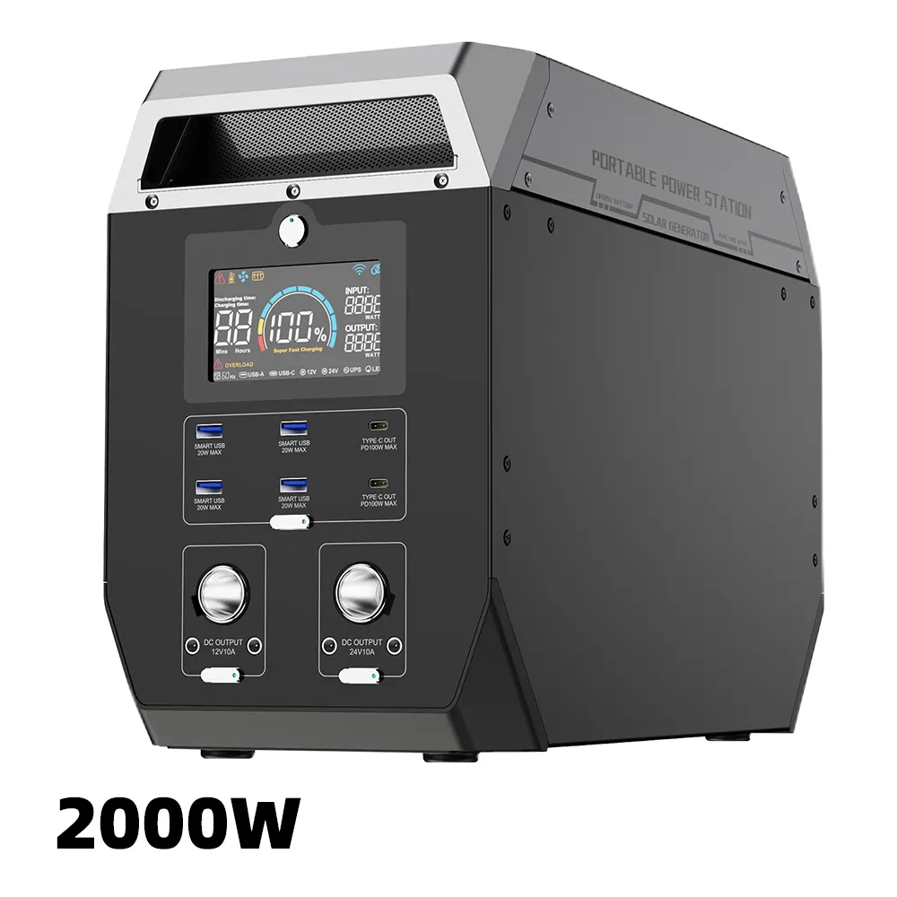 2000W 2000WH Portable Power Station Bank Supply Solar Generator Wholesale Travel Home Lifepo4 Solar Panels 400 Watt CE ROHS FCC