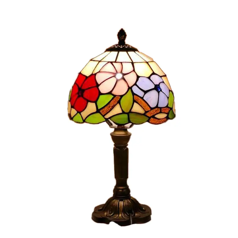 Wholesale European Retro Tiffany Bedroom Bedside Lamp Pastoral Style Stained Glass Living Room Small Table Lamp