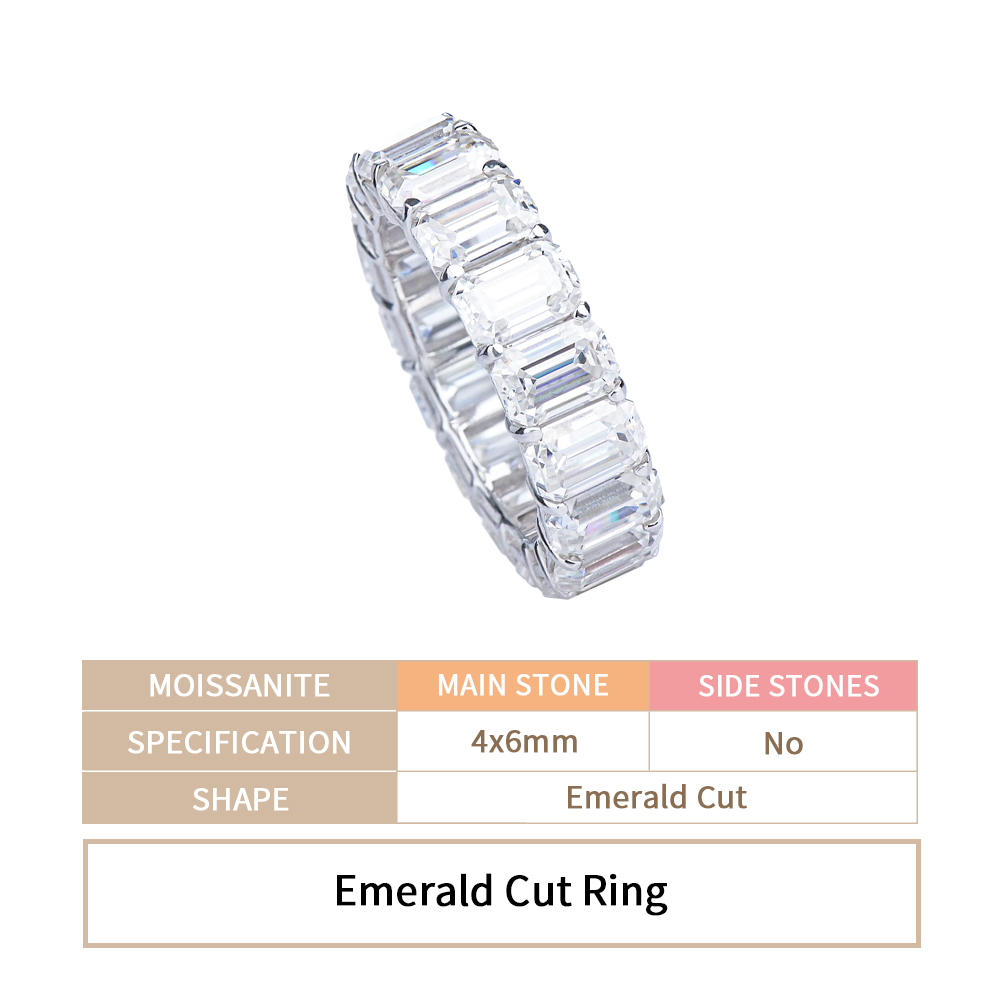 4*6mm emerald cut ring silver color