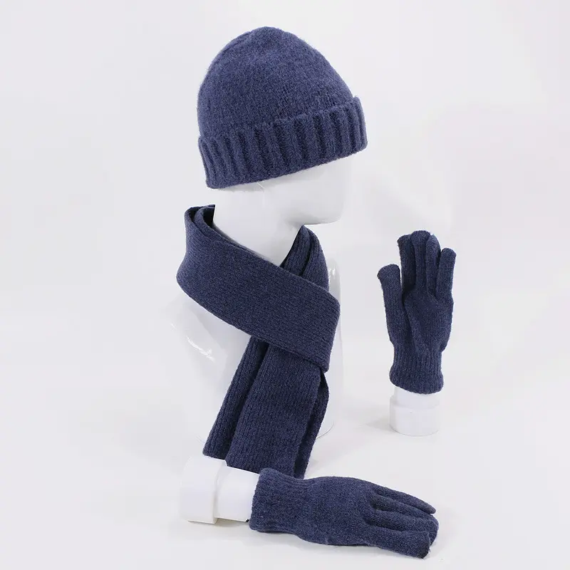 Pas encore d'avis XQL 3pcs hiver tricot chapeau écharpe et gants ensemble pour femmes hommes vente en gros