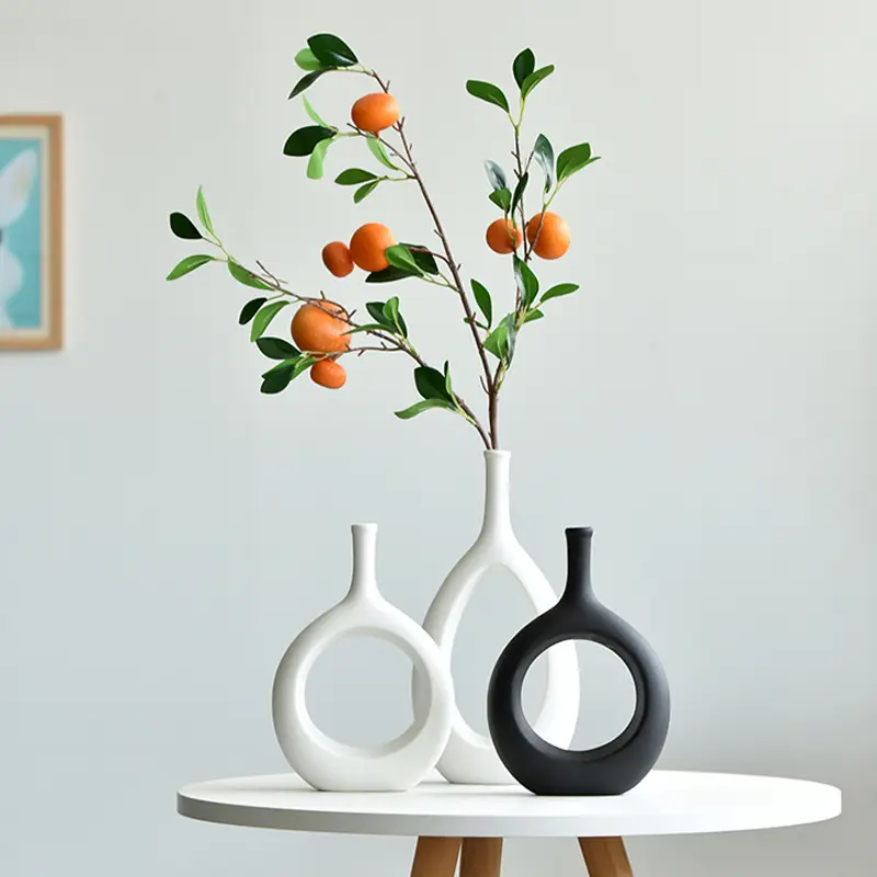 New Nordic Round Decoration Creative Crafts Living Room Flower Ceramic Vase For Home Decor