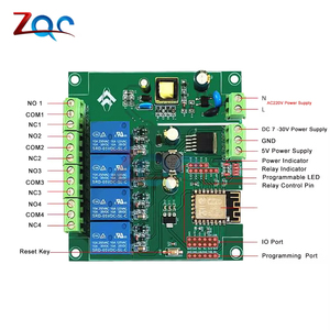 AC 90-250V/DC 7-30V/5V電源ESP8266 ESP-12F WiFiプログラマブル開発モジュール4チャンネルリレーボードArduino用 - Product Image 3