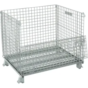 Jaulas de almacenamiento resistentes Contenedor de malla de alambre y metal galvanizado apilable para almacenamiento en almacén - Product Image 3