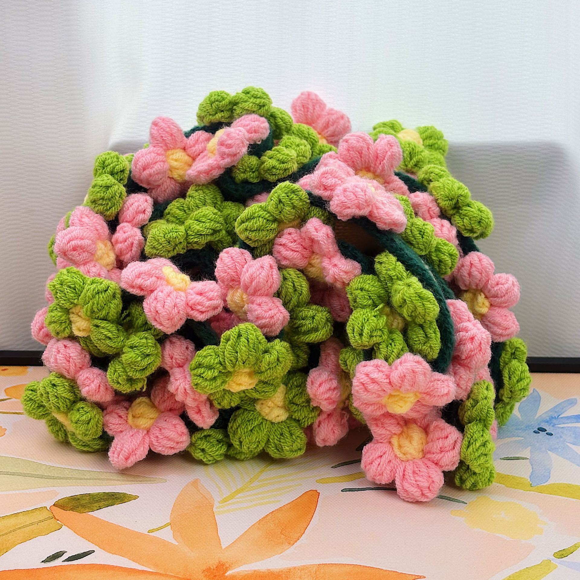 green pink flowers