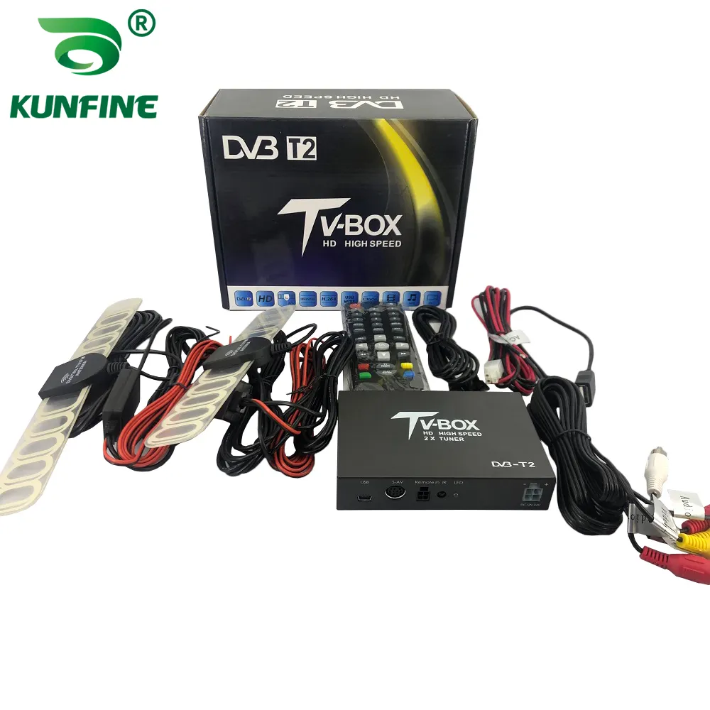 HDTV araba DVB-T265 almanya DVB-T2 H.265 HEVC MULTI PLP TV Tuner alıcı otomobil DTV kutusu ile iki Tuner anten Freenet