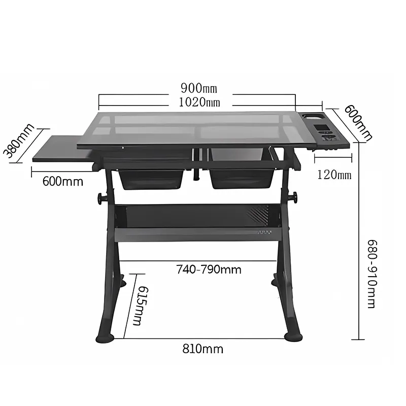 Professional Architectural Drawing Table Multi functional Foldable Glass Table drafting table